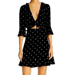 ‘For Love and Lemons’ Black Polka Dot Cutout Mini Dress, Size Small